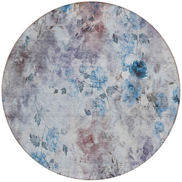 Homeroots 3' Green Floral Washable Area Rug For Indoor And Outdoor Spaces – Durable, Stylish, And Easy Care 8' Round Polyester 583102