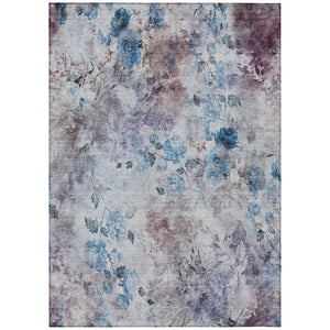 HomeRoots 9' Navy Blue and Sky Blue Floral Area Rug - Durable, Washable Design for Indoor and Outdoor Spaces 9' X 12' 583104