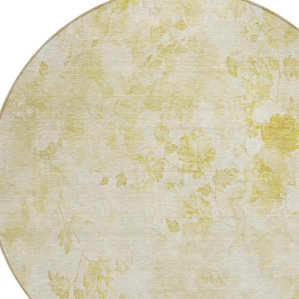 Homeroots 3' Green Floral Washable Area Rug For Indoor And Outdoor Spaces – Durable, Stylish, And Easy Care 8' Round Polyester 583108