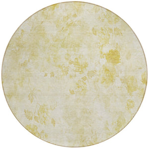 Homeroots 3' Green Floral Washable Area Rug For Indoor And Outdoor Spaces – Durable, Stylish, And Easy Care 8' Round Polyester 583108