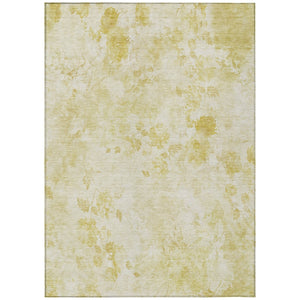 HomeRoots 5' Gold Wheat and Ivory Floral Area Rug - Machine Washable, Indoor/Outdoor Durability & Charm 8' X 10' 583109