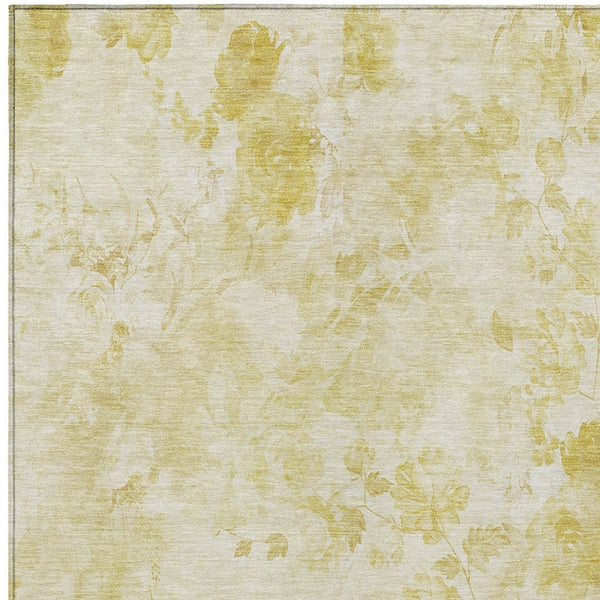 Homeroots 3' Green Floral Washable Area Rug For Indoor And Outdoor Spaces – Durable, Stylish, And Easy Care 9' X 12' Polyester 583110