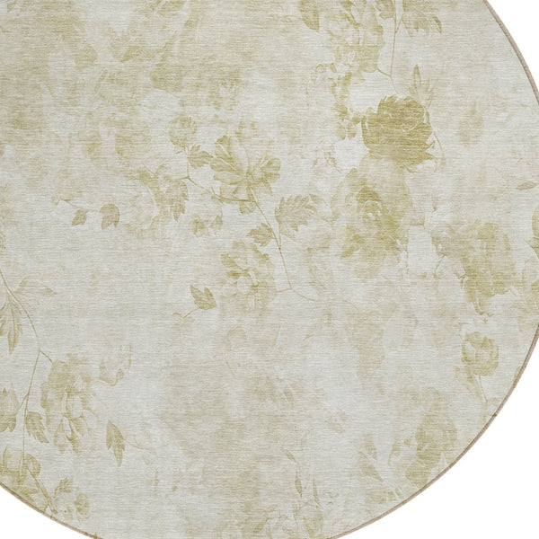 Homeroots 3' Green Floral Washable Area Rug For Indoor And Outdoor Spaces – Durable, Stylish, And Easy Care 8' Round Polyester 583114