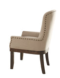 English Elm Beige and Salvage Brown Arm Chair With Nailhead Trim