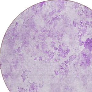 Homeroots 3' Green Floral Washable Area Rug For Indoor And Outdoor Spaces – Durable, Stylish, And Easy Care 8' Round Polyester 583120