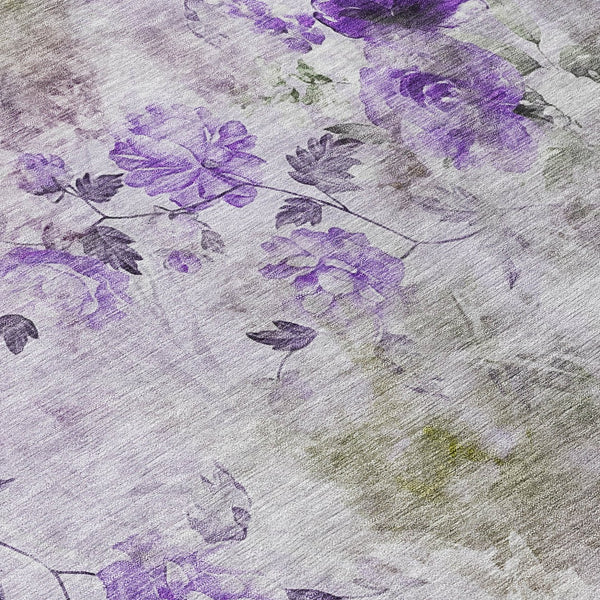 Homeroots 3' Green Floral Washable Area Rug For Indoor And Outdoor Spaces – Durable, Stylish, And Easy Care 3' X 5' Polyester 583124