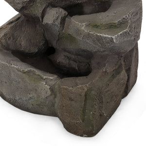 English Elm Christopher Knight Home® - APACHE 4 Tier Fountain Stone Gray - Faux Stone Waterfall with LED Lights, Weather-Resistant 34" 71794.00SGRY