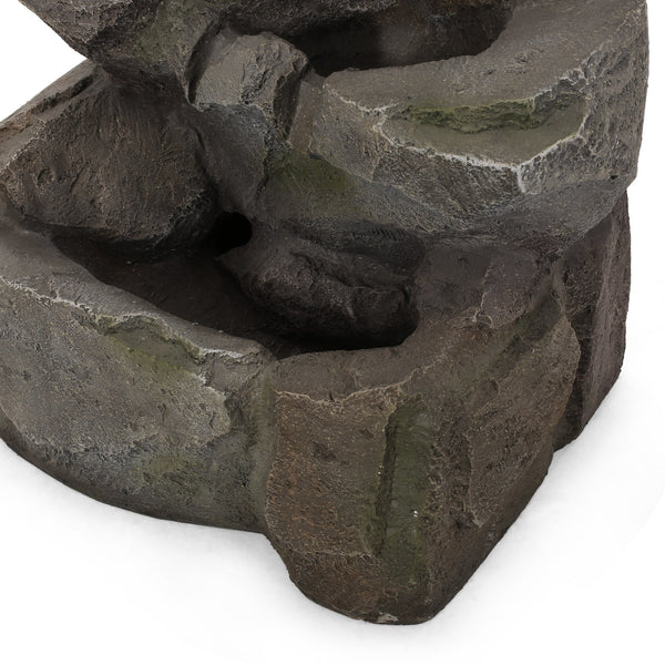 English Elm Christopher Knight Home® - APACHE 4 Tier Fountain Stone Gray - Faux Stone Waterfall with LED Lights, Weather-Resistant 34" 71794.00SGRY