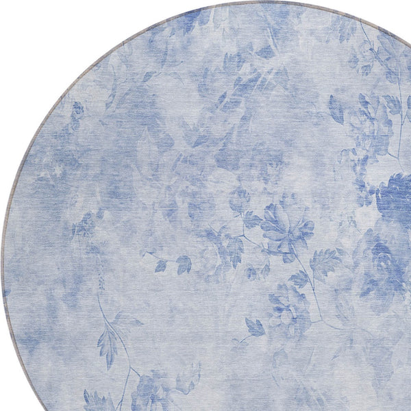 Homeroots 3' Green Floral Washable Area Rug For Indoor And Outdoor Spaces – Durable, Stylish, And Easy Care 8' Round Polyester 583132