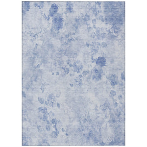 HomeRoots 9' Sky Blue and Denim Floral Washable Area Rug for Indoor or Outdoor Spaces – Durable and Stylish 9' X 12' 583134