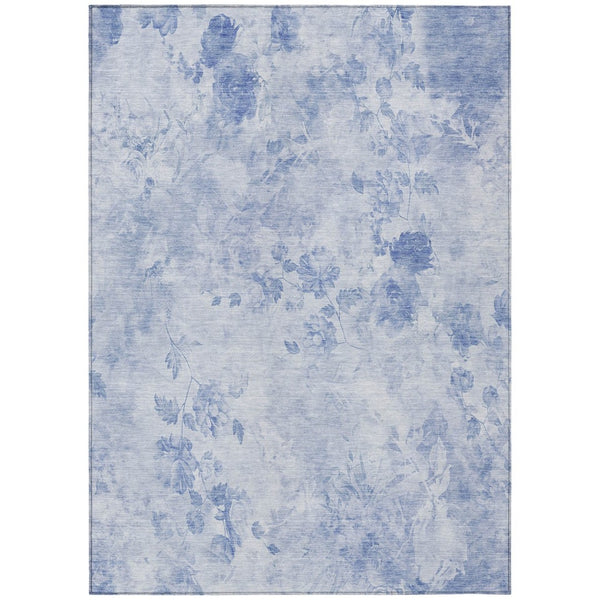 HomeRoots 9' Sky Blue and Denim Floral Washable Area Rug for Indoor or Outdoor Spaces – Durable and Stylish 9' X 12' 583134