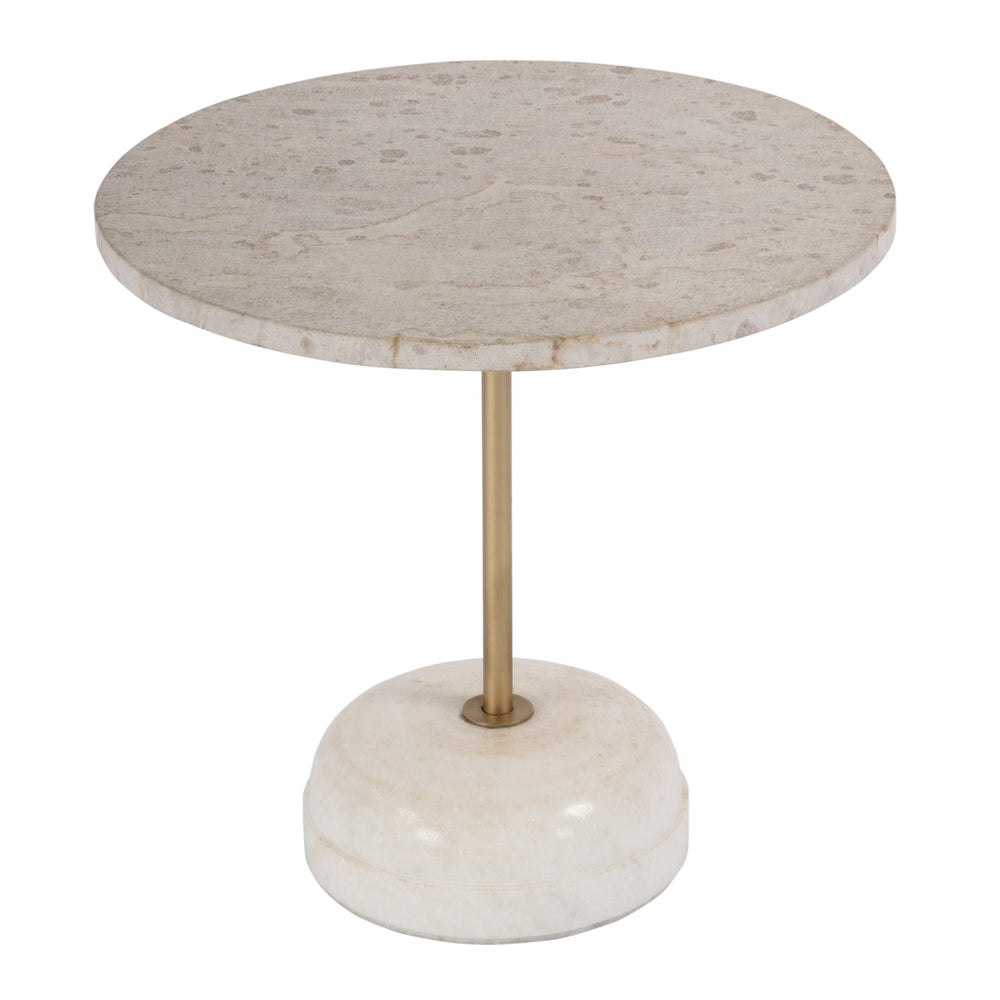 Butler Specialty Lucia Round Marble And Iron Pedestal Side Table – Elegant Accent For Sophisticated Living Spaces White Marble,Iron,Mdf 5831389-butler