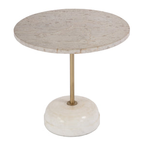 Butler Specialty Lucia Round Marble And Iron Pedestal Side Table – Elegant Accent For Sophisticated Living Spaces White Marble,Iron,Mdf 5831389-butler