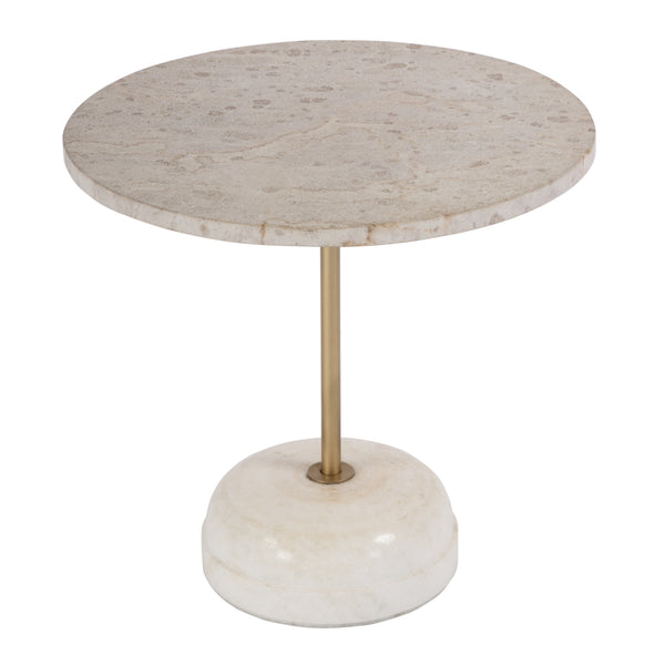 Butler Specialty Lucia Round Marble And Iron Pedestal Side Table – Elegant Accent For Sophisticated Living Spaces White Marble,Iron,Mdf 5831389-butler