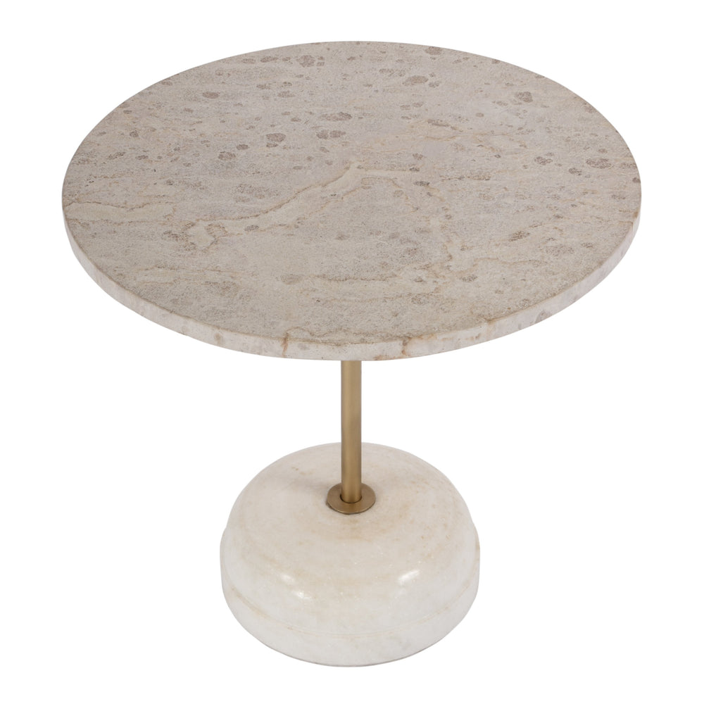 Butler Specialty Lucia Round Marble And Iron Pedestal Side Table – Elegant Accent For Sophisticated Living Spaces White Marble,Iron,Mdf 5831389-butler