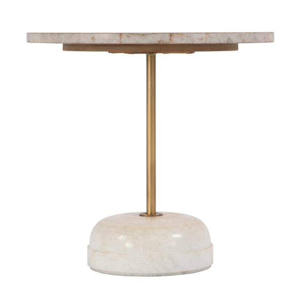 Butler Specialty Lucia Round Marble And Iron Pedestal Side Table – Elegant Accent For Sophisticated Living Spaces White Marble,Iron,Mdf 5831389-butler