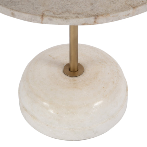 Butler Specialty Lucia Round Marble And Iron Pedestal Side Table – Elegant Accent For Sophisticated Living Spaces White Marble,Iron,Mdf 5831389-butler