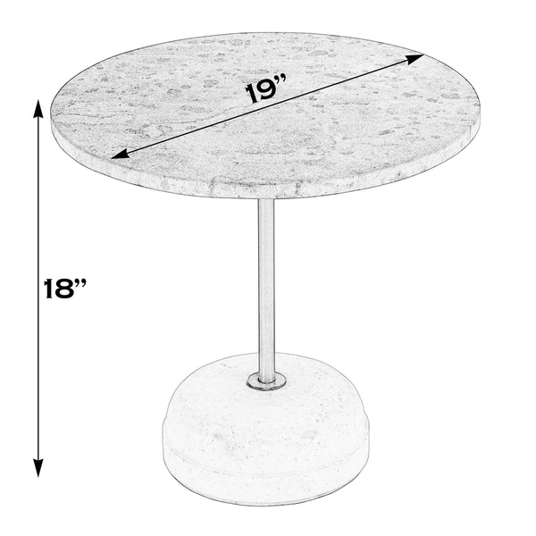Butler Specialty Lucia Round Marble And Iron Pedestal Side Table – Elegant Accent For Sophisticated Living Spaces White Marble,Iron,Mdf 5831389-butler