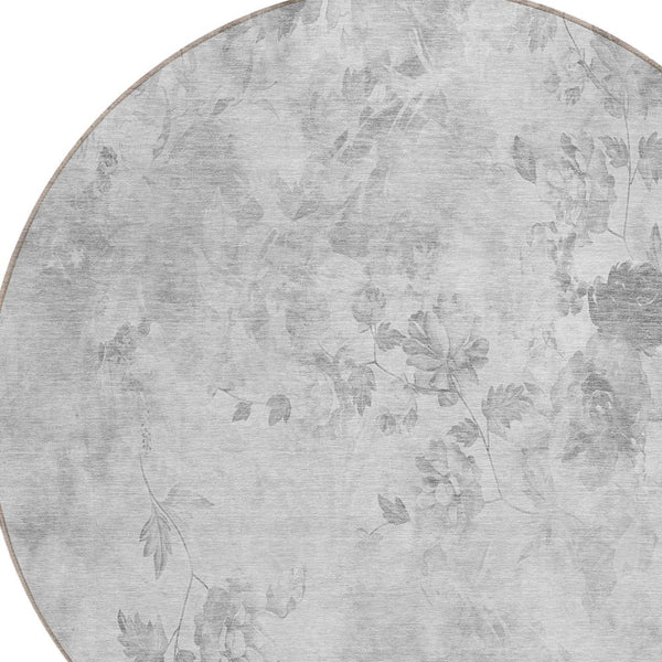 Homeroots 3' Green Floral Washable Area Rug For Indoor And Outdoor Spaces – Durable, Stylish, And Easy Care 8' Round Polyester 583138