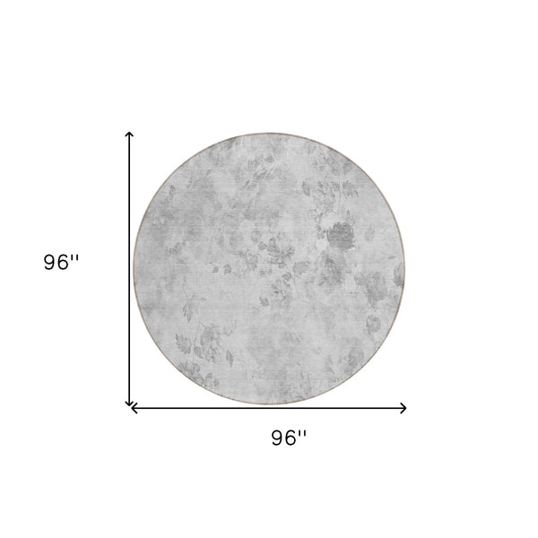 Homeroots 3' Green Floral Washable Area Rug For Indoor And Outdoor Spaces – Durable, Stylish, And Easy Care 8' Round Polyester 583138