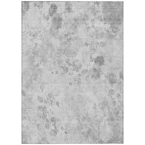 HomeRoots 9' Elegant Gray Charcoal Floral Washable Area Rug for Indoor and Outdoor Spaces, Durable Design 9' X 12' 583140