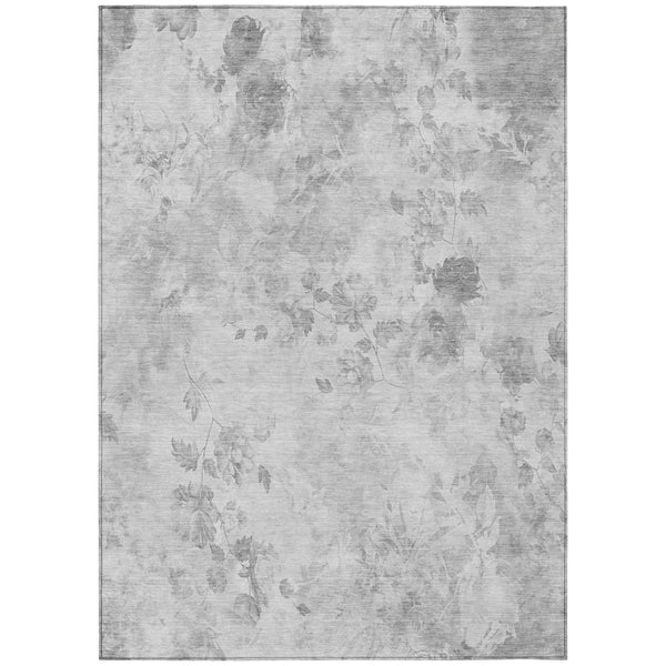 HomeRoots 9' Elegant Gray Charcoal Floral Washable Area Rug for Indoor and Outdoor Spaces, Durable Design 9' X 12' 583140