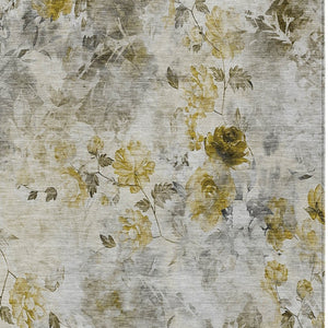 Homeroots 3' Green Floral Washable Area Rug For Indoor And Outdoor Spaces – Durable, Stylish, And Easy Care 3' X 5' Polyester 583148