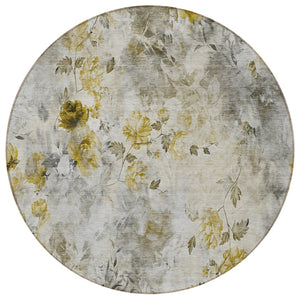 Homeroots 3' Green Floral Washable Area Rug For Indoor And Outdoor Spaces – Durable, Stylish, And Easy Care 8' Round Polyester 583150