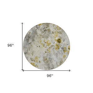 Homeroots 3' Green Floral Washable Area Rug For Indoor And Outdoor Spaces – Durable, Stylish, And Easy Care 8' Round Polyester 583150