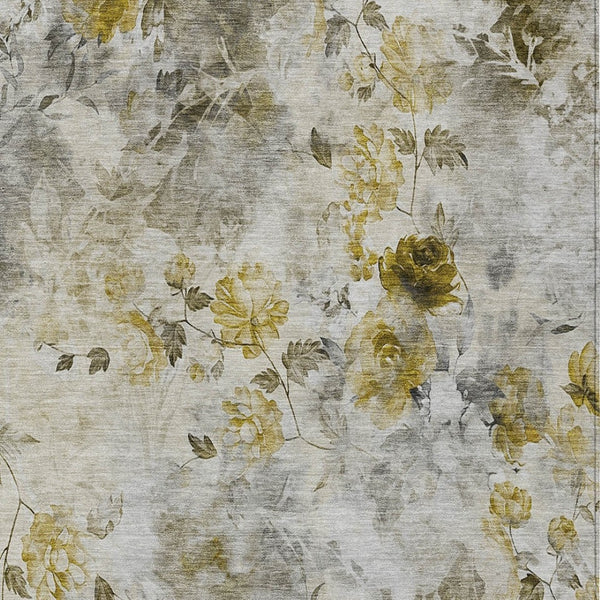 Homeroots 3' Green Floral Washable Area Rug For Indoor And Outdoor Spaces – Durable, Stylish, And Easy Care 8' X 10' Polyester 583151