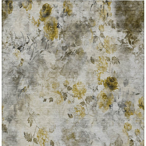 Homeroots 3' Green Floral Washable Area Rug For Indoor And Outdoor Spaces – Durable, Stylish, And Easy Care 9' X 12' Polyester 583152