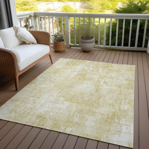 Homeroots 3' Beige Tan And Ivory Abstract Washable Indoor Outdoor Area Rug For Stylish Living Spaces 3' X 5' Polyester 583154