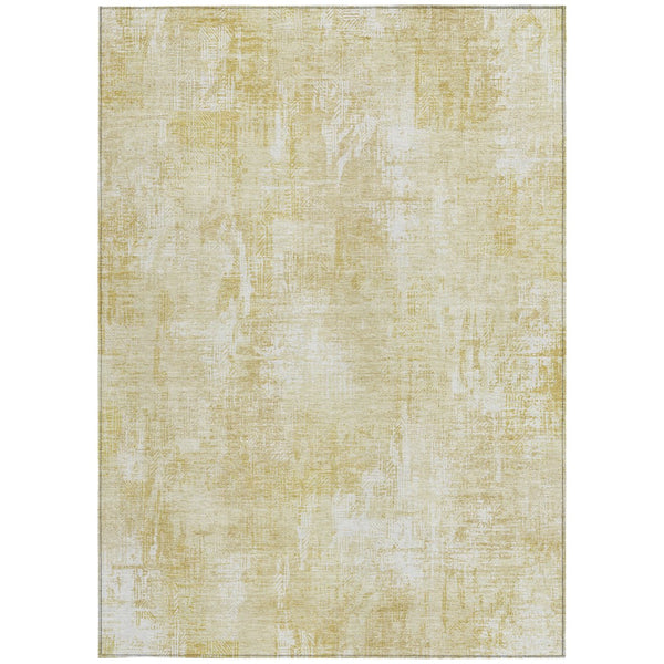 Homeroots 3' Beige Tan And Ivory Abstract Washable Indoor Outdoor Area Rug For Stylish Living Spaces 5' X 8' Polyester 583155
