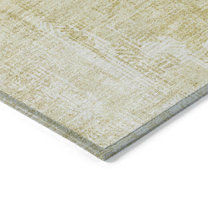 Homeroots 3' Beige Tan And Ivory Abstract Washable Indoor Outdoor Area Rug For Stylish Living Spaces 5' X 8' Polyester 583155