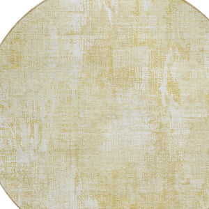 Homeroots 3' Beige Tan And Ivory Abstract Washable Indoor Outdoor Area Rug For Stylish Living Spaces 8' Round Polyester 583156