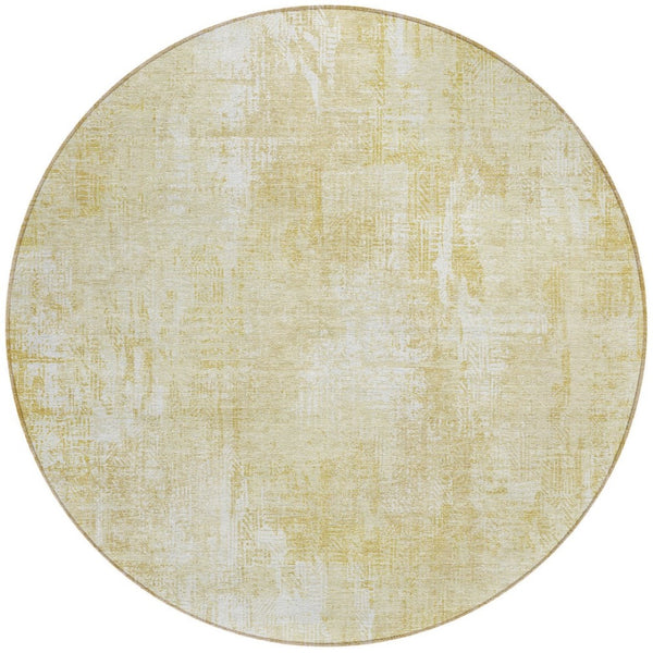 Homeroots 3' Beige Tan And Ivory Abstract Washable Indoor Outdoor Area Rug For Stylish Living Spaces 8' Round Polyester 583156