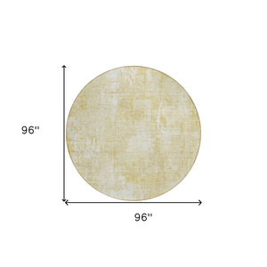 Homeroots 3' Beige Tan And Ivory Abstract Washable Indoor Outdoor Area Rug For Stylish Living Spaces 8' Round Polyester 583156