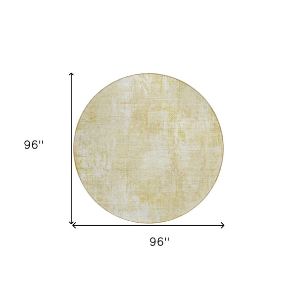 Homeroots 3' Beige Tan And Ivory Abstract Washable Indoor Outdoor Area Rug For Stylish Living Spaces 8' Round Polyester 583156