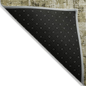 Homeroots 3' Beige Tan And Ivory Abstract Washable Indoor Outdoor Area Rug For Stylish Living Spaces 3' X 5' Polyester 583160