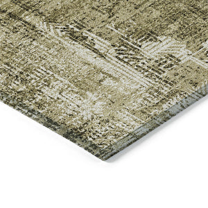 Homeroots 3' Beige Tan And Ivory Abstract Washable Indoor Outdoor Area Rug For Stylish Living Spaces 3' X 5' Polyester 583160