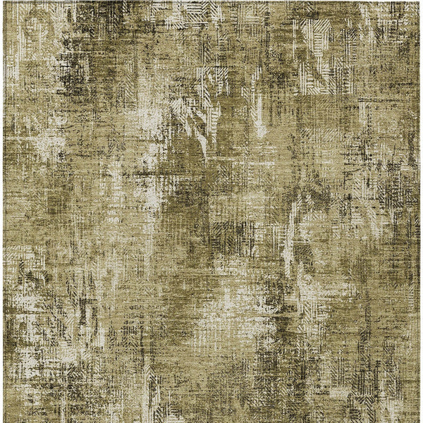 Homeroots 3' Beige Tan And Ivory Abstract Washable Indoor Outdoor Area Rug For Stylish Living Spaces 3' X 5' Polyester 583160