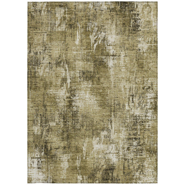 Homeroots 3' Beige Tan And Ivory Abstract Washable Indoor Outdoor Area Rug For Stylish Living Spaces 5' X 8' Polyester 583161