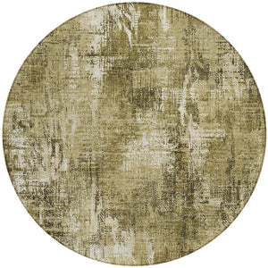 Homeroots 3' Beige Tan And Ivory Abstract Washable Indoor Outdoor Area Rug For Stylish Living Spaces 8' Round Polyester 583162