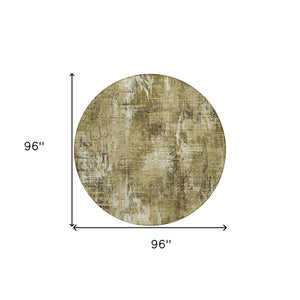 Homeroots 3' Beige Tan And Ivory Abstract Washable Indoor Outdoor Area Rug For Stylish Living Spaces 8' Round Polyester 583162