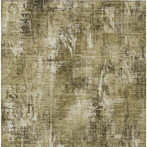 Homeroots 3' Beige Tan And Ivory Abstract Washable Indoor Outdoor Area Rug For Stylish Living Spaces 8' X 10' Polyester 583163