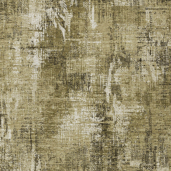 Homeroots 3' Beige Tan And Ivory Abstract Washable Indoor Outdoor Area Rug For Stylish Living Spaces 9' X 12' Polyester 583164