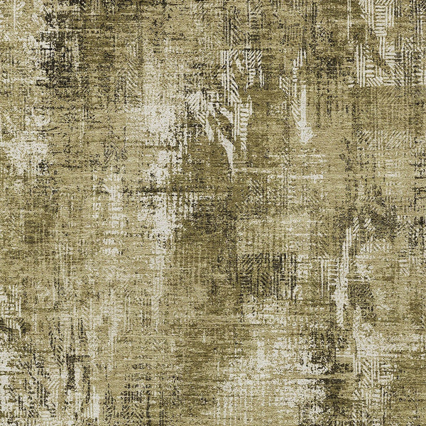 Homeroots 3' Beige Tan And Ivory Abstract Washable Indoor Outdoor Area Rug For Stylish Living Spaces 10' X 14' Polyester 583165