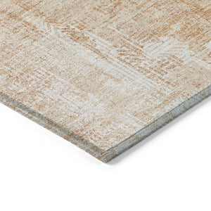 Homeroots 3' Beige Tan And Ivory Abstract Washable Indoor Outdoor Area Rug For Stylish Living Spaces 3' X 5' Polyester 583166