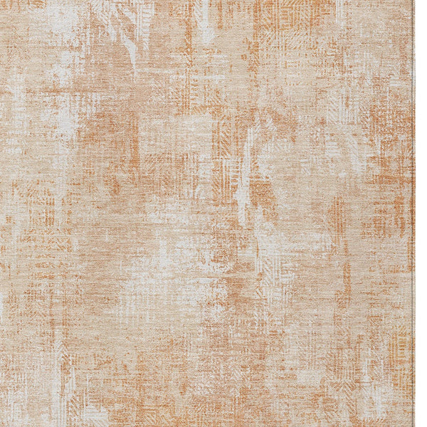 Homeroots 3' Beige Tan And Ivory Abstract Washable Indoor Outdoor Area Rug For Stylish Living Spaces 3' X 5' Polyester 583166