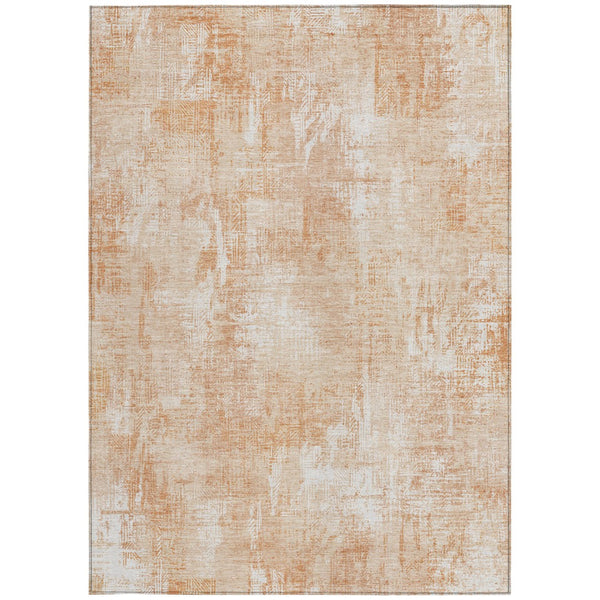 Homeroots 3' Beige Tan And Ivory Abstract Washable Indoor Outdoor Area Rug For Stylish Living Spaces 9' X 12' Polyester 583170